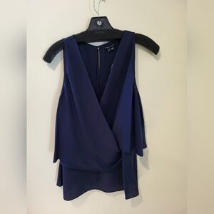 Women's Navy Blue Ruffle Shirt